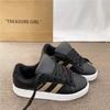 Retro bread shoes women's spring and summer new casual black and gold versatile board shoes women