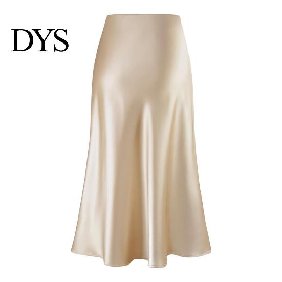 Hip Wrapped Fishtail Skirt Maxi Women High-Waist Smooth Satin Long with Zipper Daily Wear Solid Color Spring Autumn