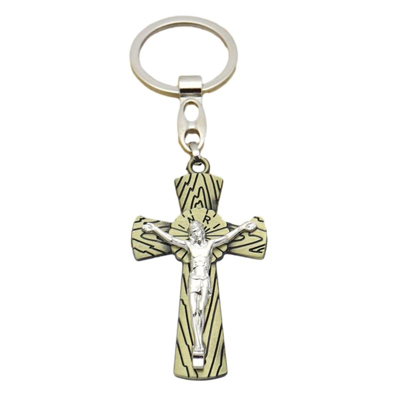 Cross Keychains Key Rings Religious KeyChains For DIY Car Hanging Simple Jewelry Handmade Gift