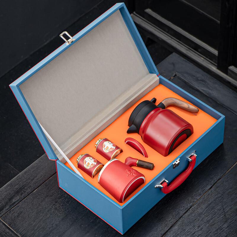 Simple Style Red Ceramic Tea Set