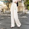 JEANSWEST Women's Faux Cashmere Knit High-Waist Wide-Leg Trousers