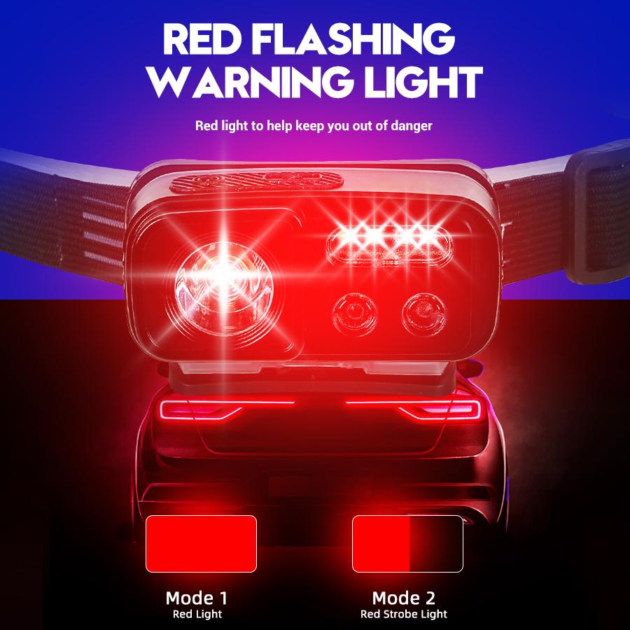 1-10PCS LED Induction Headlamp 6 Modes Fishing Headlight Built-in Battery USB Rechargeable Outdoor Super Bright Camping Lamp