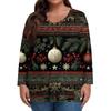 Women's Fashionable Casual Long Sleeved Plus Size  Print Top Plus Size Floral Print Top