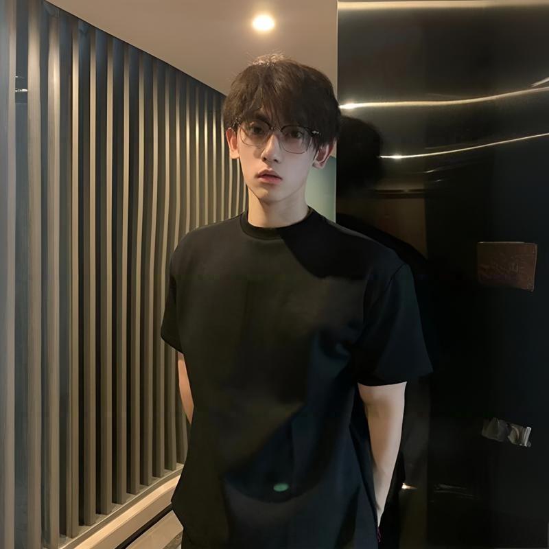 Mens Cotton T Shirt Short Sleeve Basic Casual Loose Fit Solid Color Everyday Wear