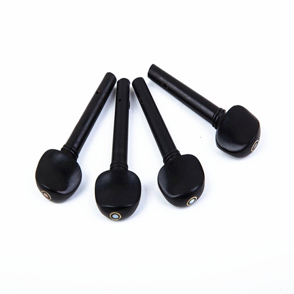 4 Pcs 4/4 Size Ebony Wooden Violin Fiddle Tuning Pegs Replacement Tool