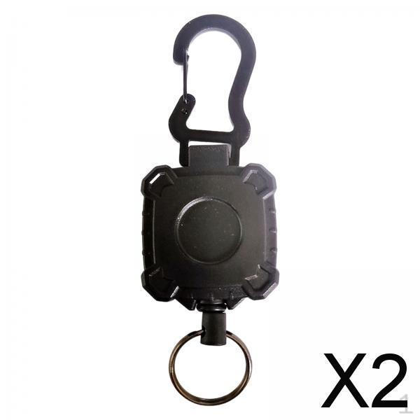 2xRetractable Keyring Key Chains 60cm Telescopic with Carabiner Gourd , 2 Pcs