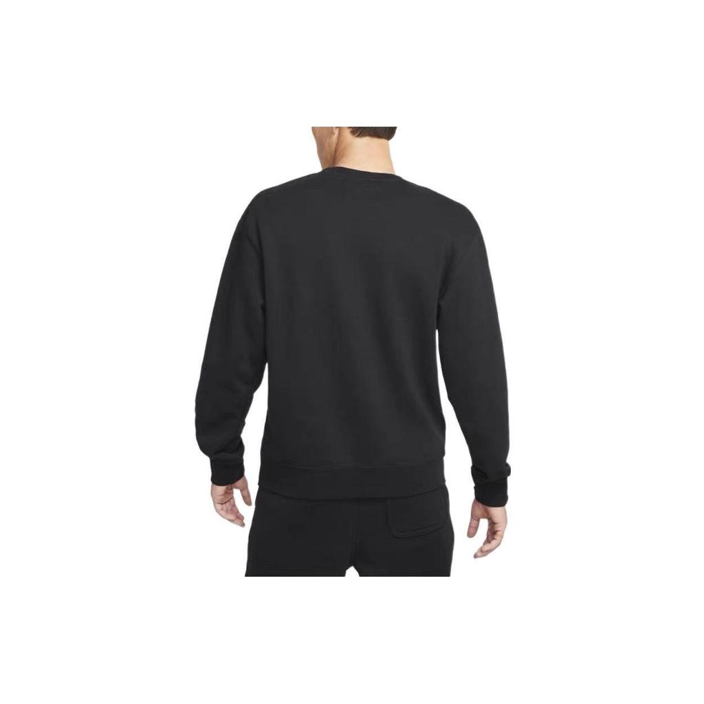Jordan Logo Embroidered Print Pattern Fleece-Lined Crew Neck Sweatshirt Men Tops Black DN7957-010