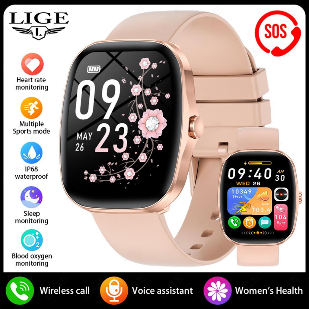 LIGE Smartwatch 1.53-inch AMOLED HD Screen Bluetooth Call Sport Watch Heart Rate IP68 Waterproof Smart Watch for Men