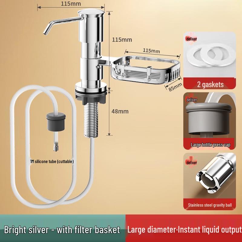 

OLOEY Stainless Steel Sink Soap Dispenser with Storage Rack