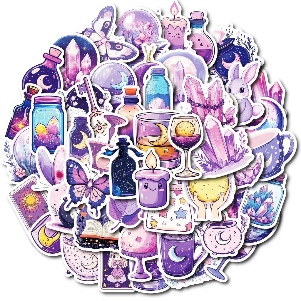 New 50 Magical Fantasy Moon Graffiti Stickers DIY Mobile Phone Case Guitar File Box Decoration