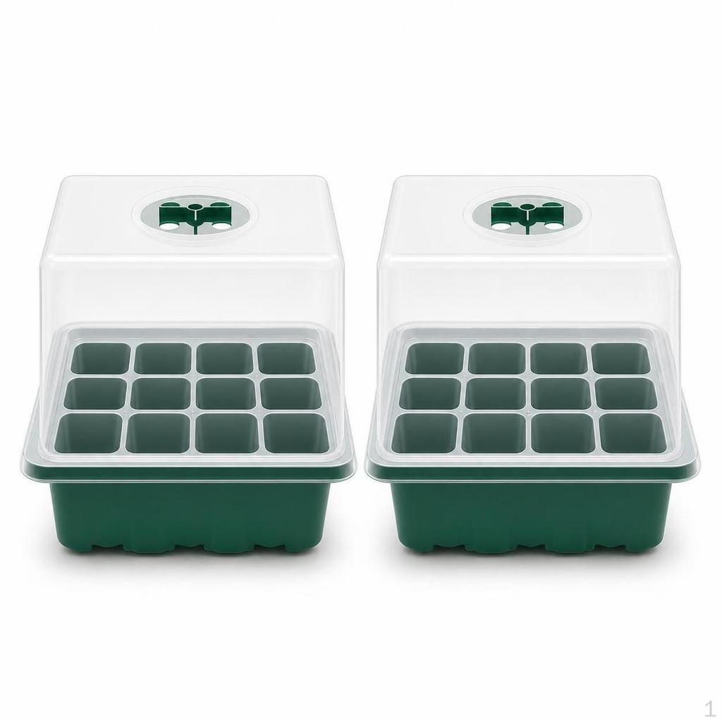 12Cell Seedling Starter Tray with Adjustable Ventilation Dome for Gardening Small