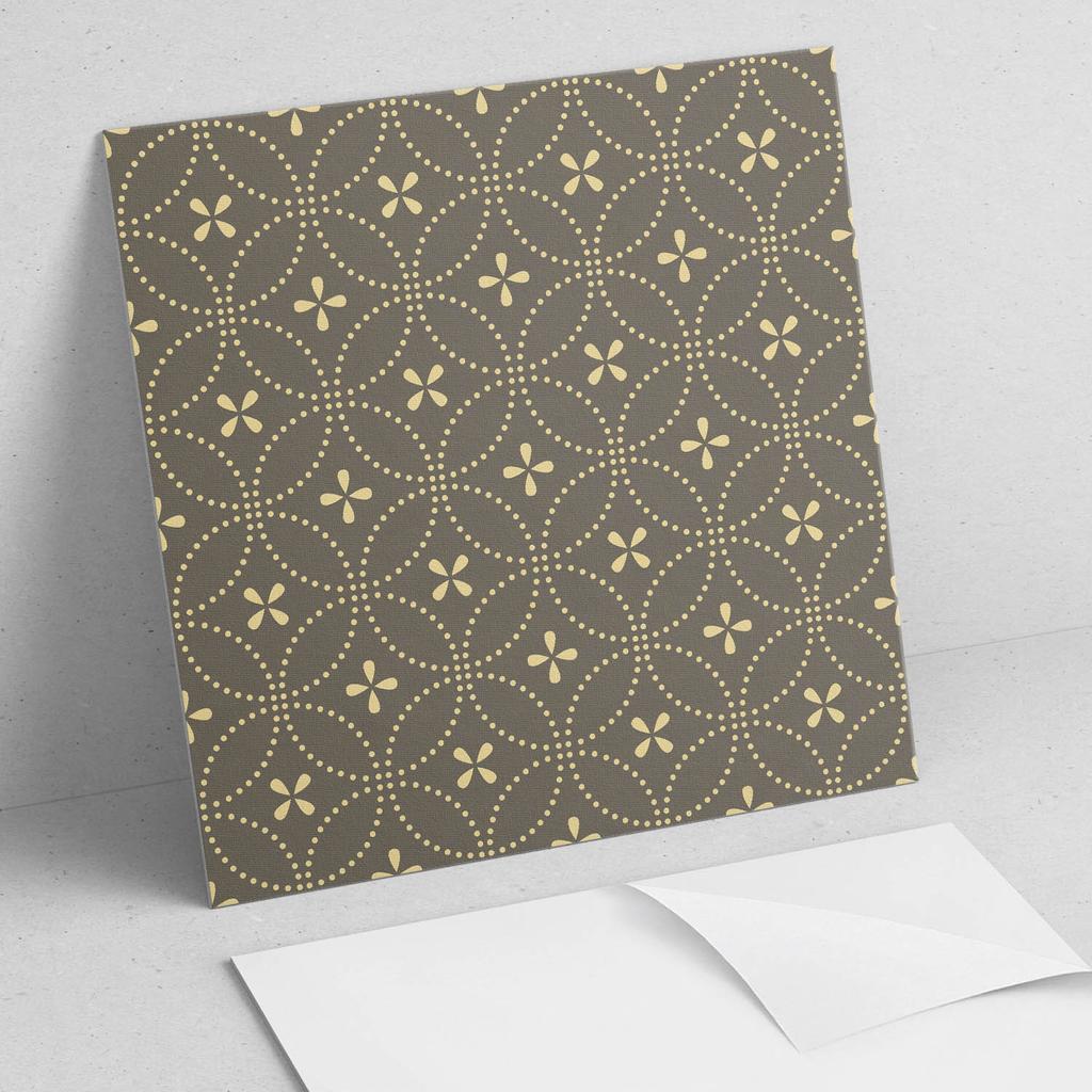 Pack of PVC Tiles with Pattern for the Living Room Self-Adhesive Pattern with Delicate Flowers 4x50x50 cm