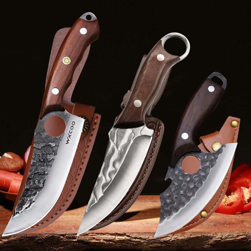 Three-piece Slaughter Knife Boning Knife Hammer Carving Knife Hand-forged Multi-function Cutlass Professional Chef's Knife