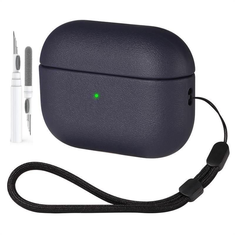 Soft TPU Case for Airpods Pro 3 New Leather Texture Protective Shockproof Case with Lanyard and Cleaning Kit For Airpods Pro 3