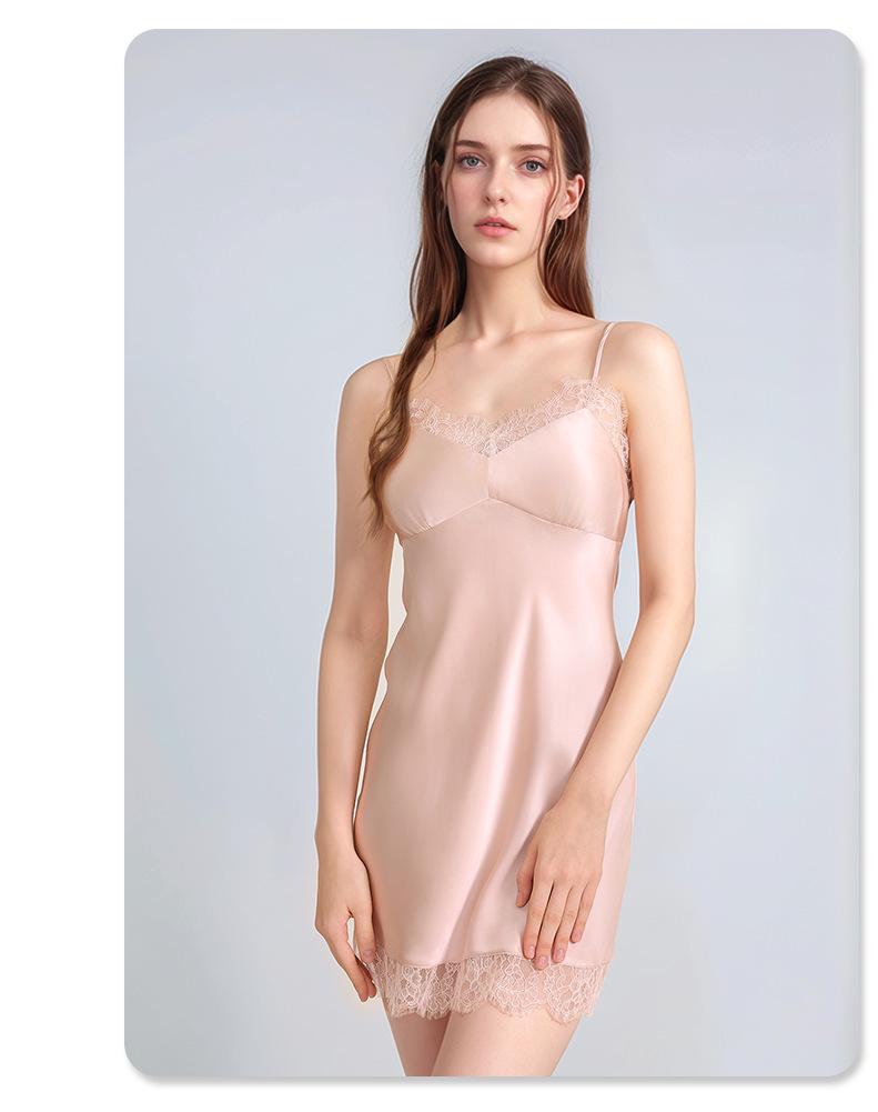 Silk Pajama Dress & Robe Set: 100% Mulberry Silk Two-Piece Camisole Dress with Morning Robe