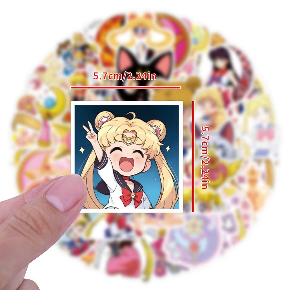 55Pcs Cartoon Sailor Moon Graffiti Stickers Suitcase Water Cup Stationery Mobile Phone Laptop Refrigerator Decoration Diy Decals