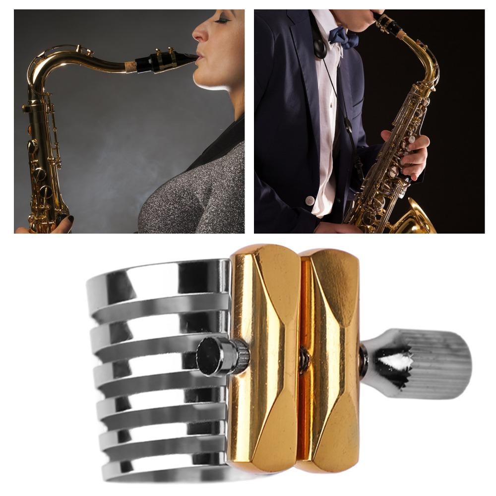 Stainless Steel Saxophone Ligature Silver+Golden Mouthpiece Ligature For Alto Saxophone
