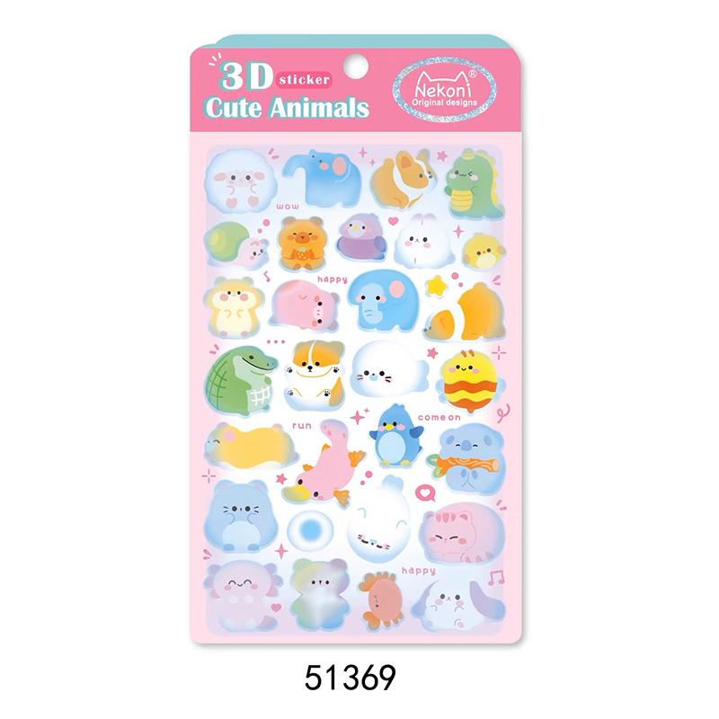 Animals Cute Fruit Jelly Bubble Stickers 3D Relief Stickers Bonbon Drop Seal Stickers For Diy Phone Case Diary Laptop Decals