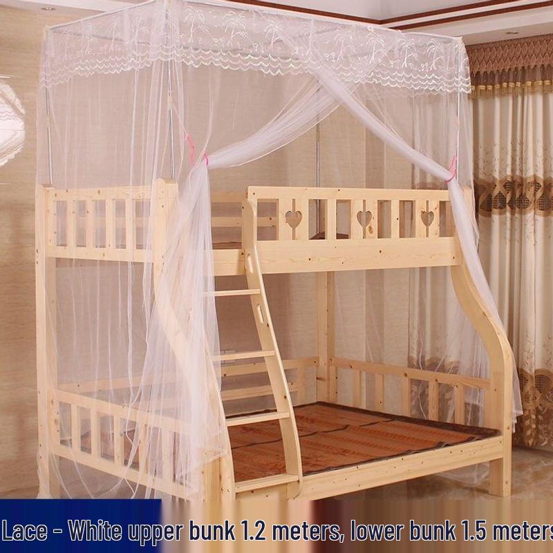 Child & Mother Integrated Bunk Bed with Double Layer Encrypted Mosquito Net and Thickened Support