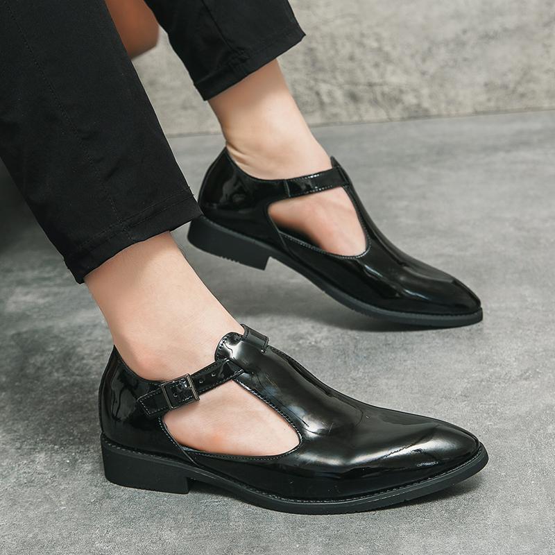 Nové ležérní kožené boty pánská móda britský styl formální kůže business pánské společenské boty Yuppie ploché římské boty pánské prodyšné