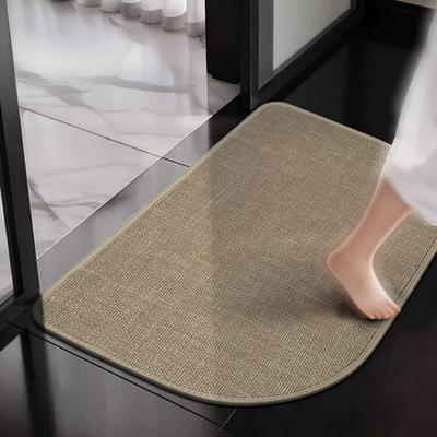 Non-Slip Bathroom Carpet Mat Semi-circular Rubber Backing Quick-Drying Absorbent Ultra-Thin Design Floor