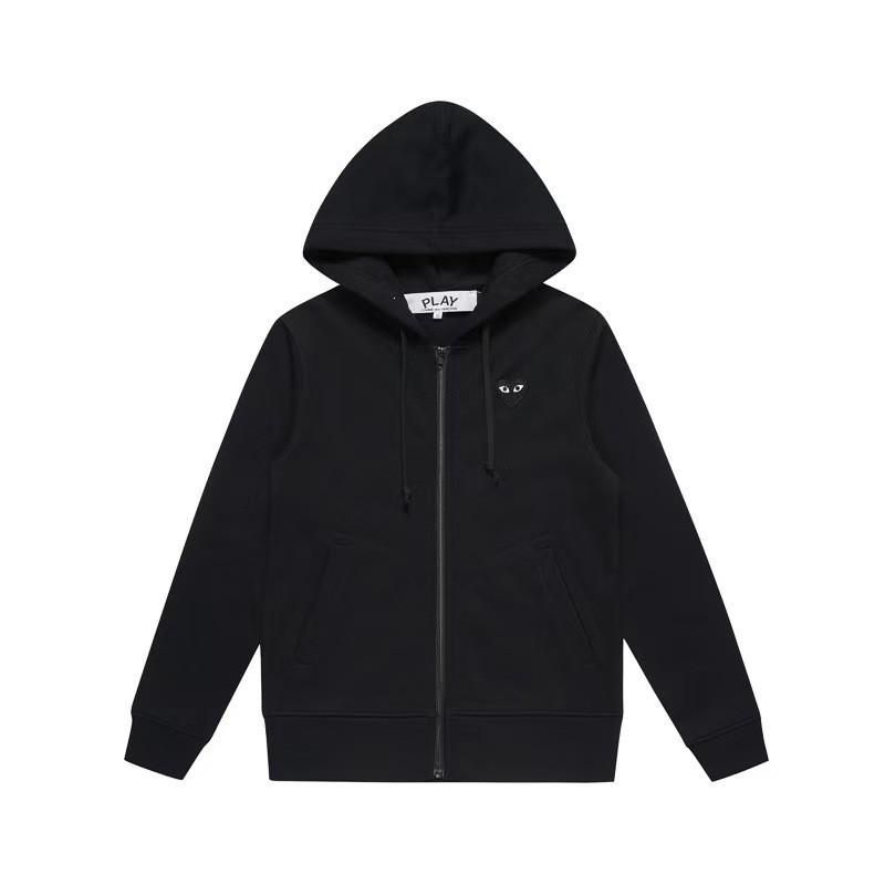 Unisex Hooded Zip-Up Sweatshirt With Heart Embroidery Casual Loose Fit Sportswear