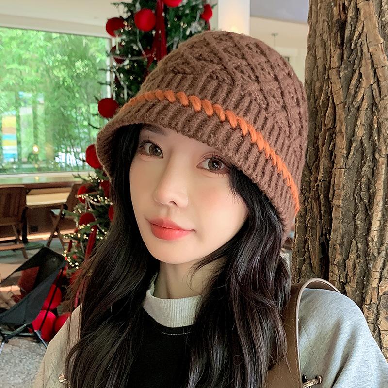 Retro All match Knitted Fisherman Hat for Women In Autumn and Winter Warm New Style  Small Basin Hat with Face  Japanese Style Woolen Hat for Men