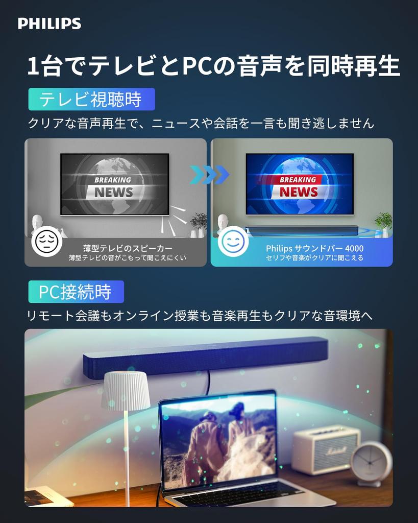 Award Soundbar for TV with Bluetooth Wireless Compatible with ERC HDMI Cable TAB4000 VGP2026 WinnerPhilips 5.4, Smartphones,