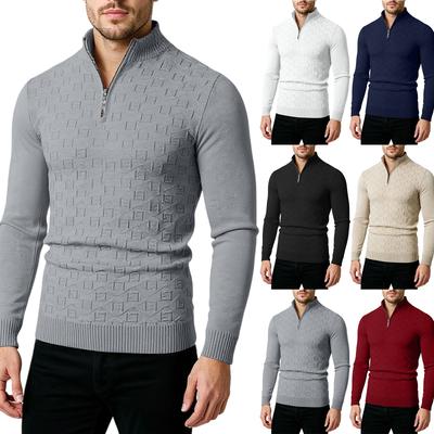Muži  Trend  Voľný čas  Polovičný zips  Stojatý golier  Pletený sveter  Sveter