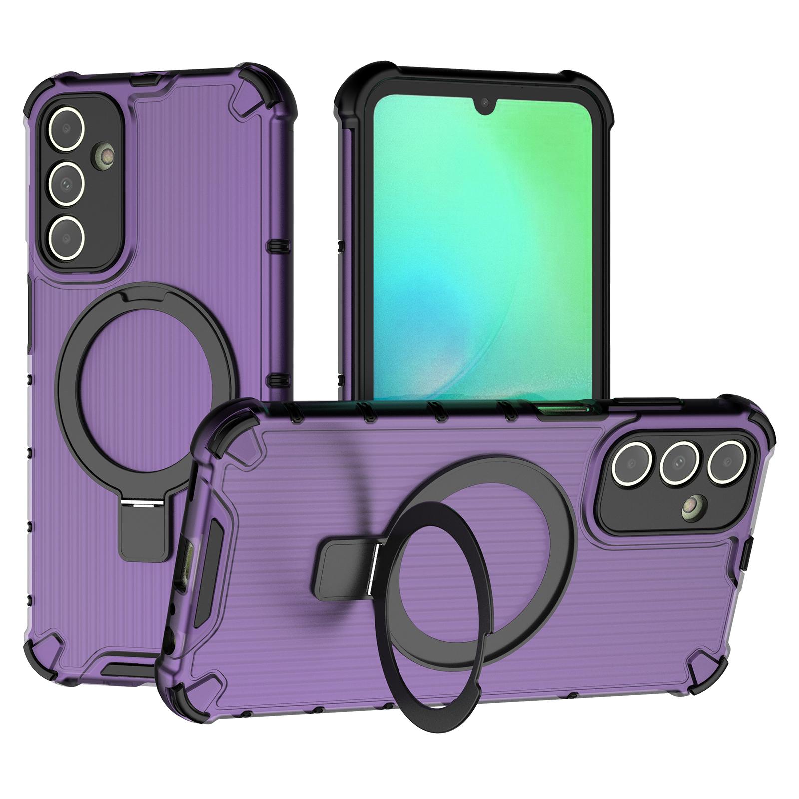 

For Samsung Galaxy A15 4G/A15 5G Case Magnetic Kickstand Stripe Design PC+TPU Phone Cover Purple