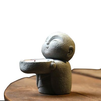 Tea Light Candle Holders Little Buddha Statue Candle Holder Cute Tea Light Buddha Figurine Candlestick Home Chinese Decoration
