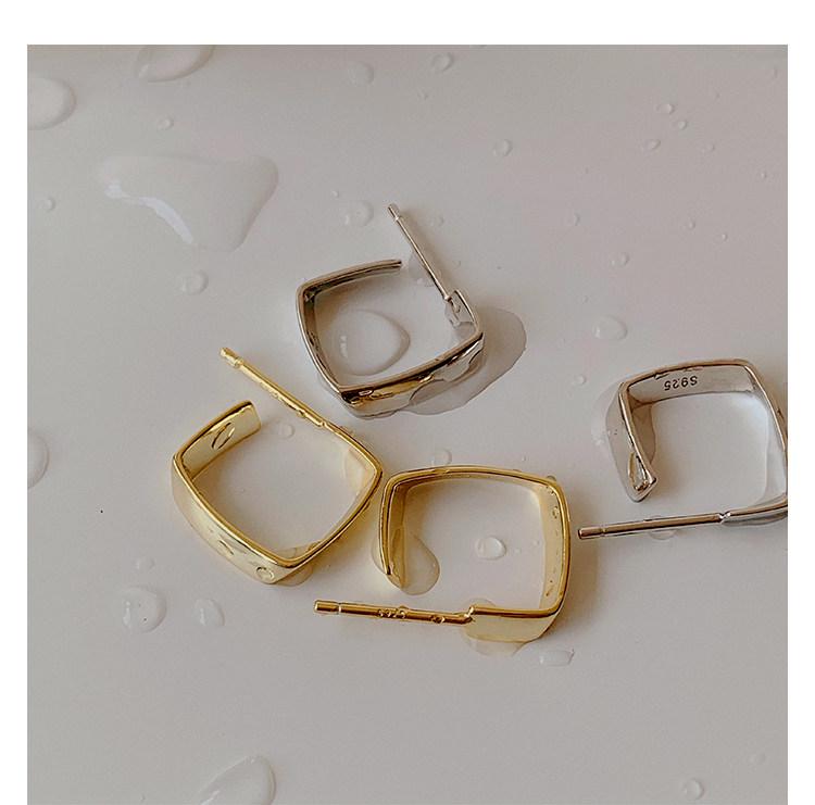 Su Chuang S925 Sterling Silver Geometric Square Stud Earrings for Women - Stylish, Versatile, High-End Ear Accessories