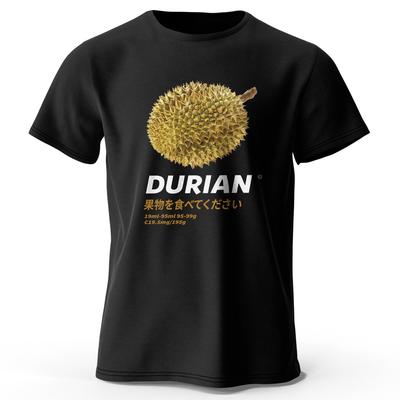 Vtipné grafické tričko s durianem - Neobvyklý a hravý design pro běžné každodenní nošení, Lehká prodyšná bavlna
