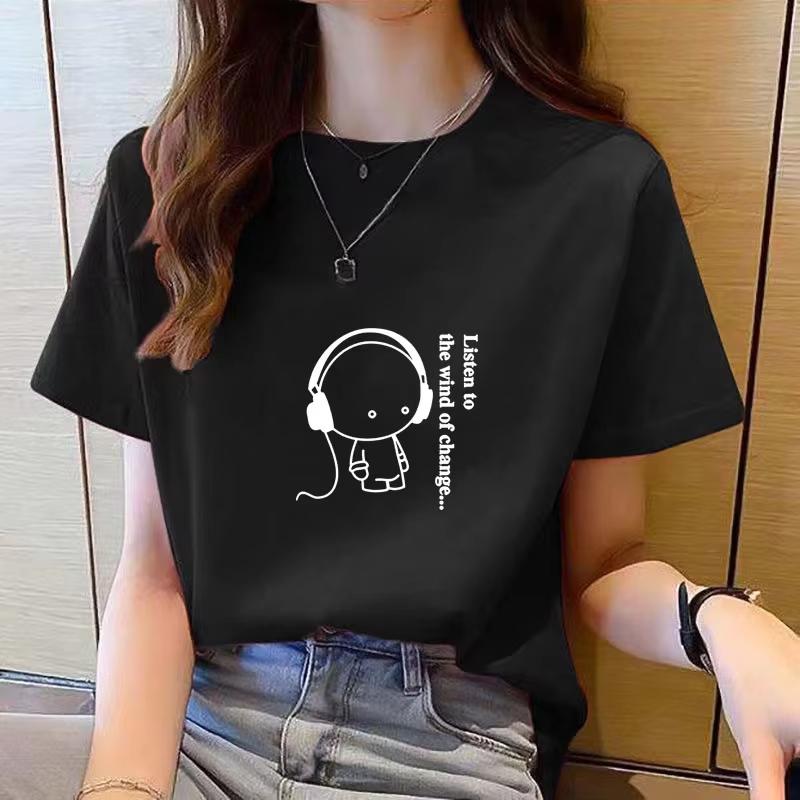 

Shirt Women Top Short Sleeve T Shirts New Korean T Shirt for Women Round Neck Loose Women Clothes Fashion Tshirt Women Cartoon 4XL
