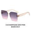 Women'S Sunglasses Large Frame, Sunshade Glasses Trimmed Rimless Fashion Trend Korean Tide Model Ins