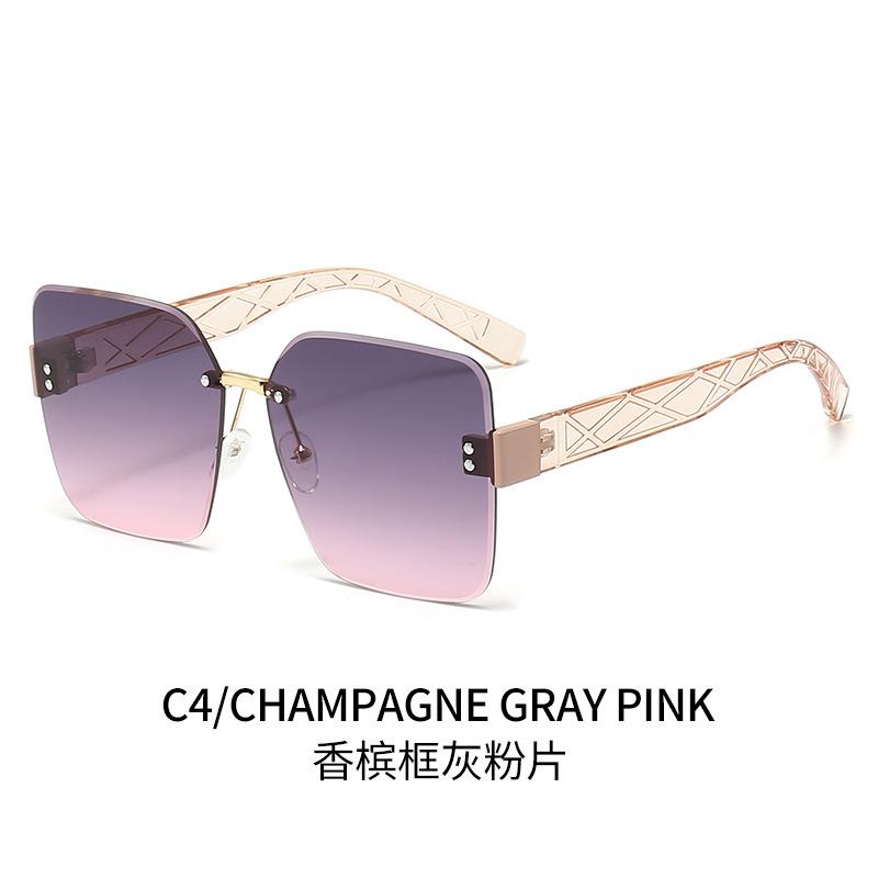 

Women S Sunglasses Large Frame, Sunshade Glasses Trimmed Rimless Fashion Trend Korean Tide Model Ins