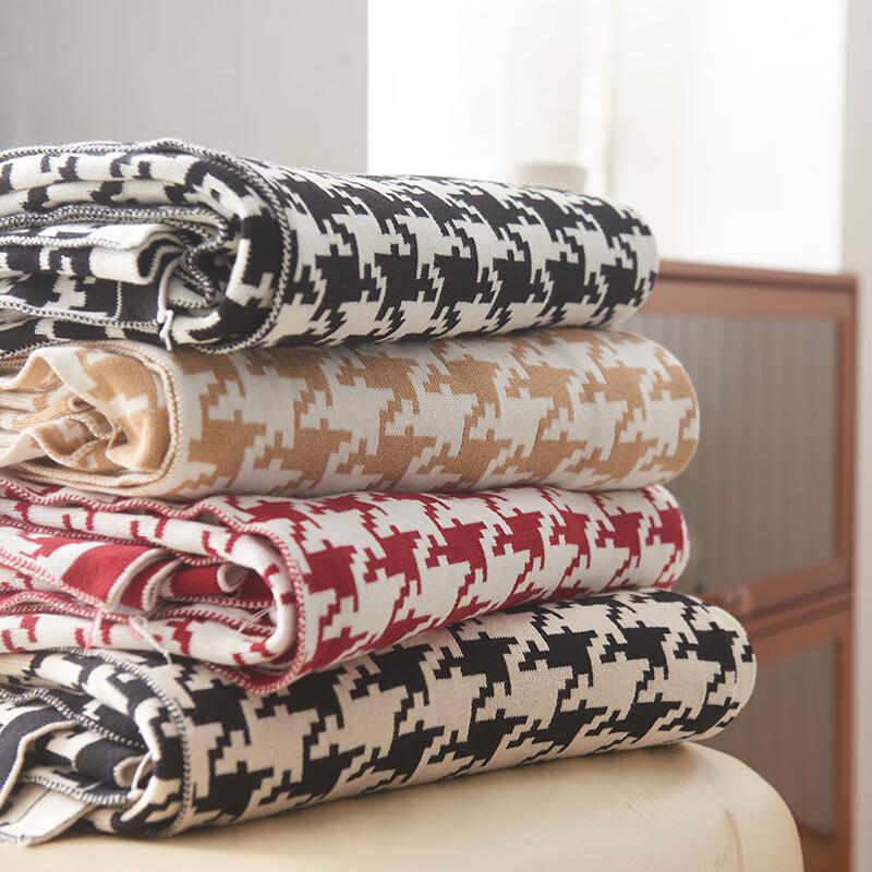 OEING Knitted Houndstooth Blanket