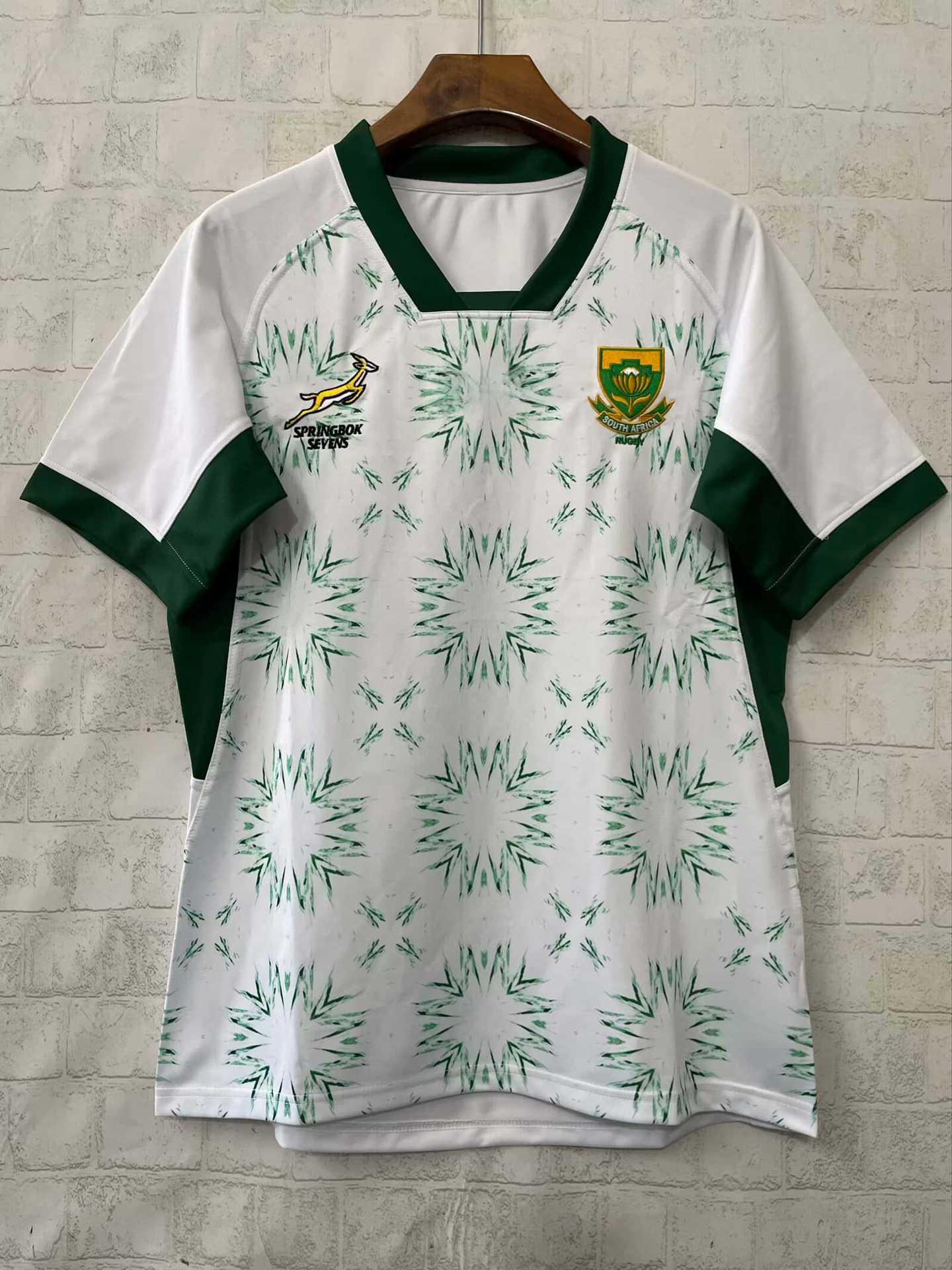 

Men s Short Sleeve Rugby Jersey 2026 South Africa Sevens Kit L