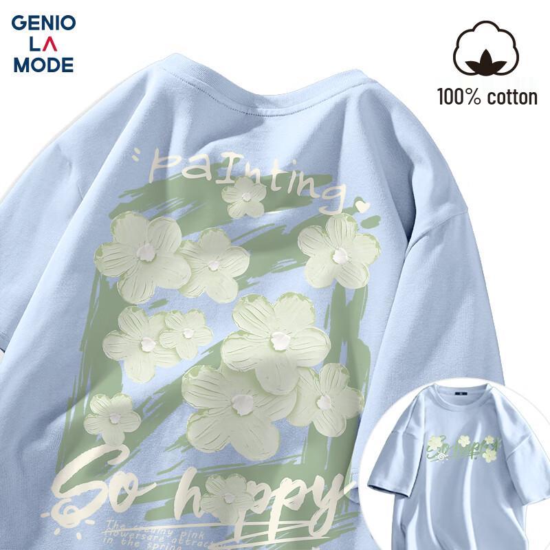 GENIOLAMODE Men's Pure Cotton Breathable Casual Round Neck T-Shirt