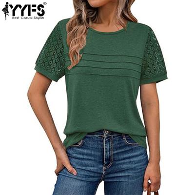 Women's Fashion Casual Summer Spring Solid Color Print Short Sleeve O-Neck Blouses & Shirts