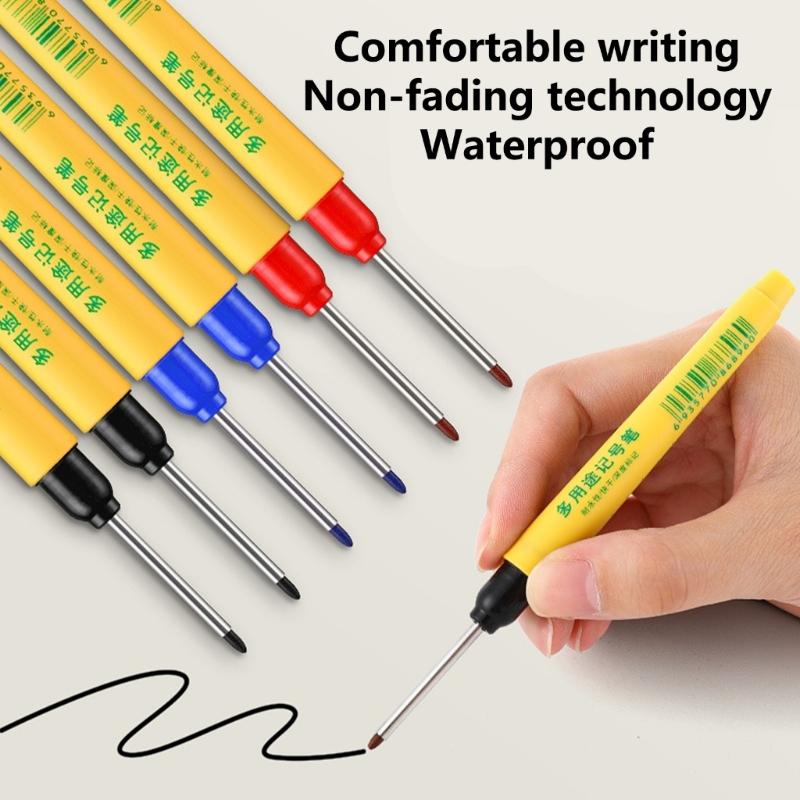 Deep Hole Marker Pen 33mm Deep Reach Marker Oil-Based Carpenter Marker Waterproof Marking Pen for Home Decoration