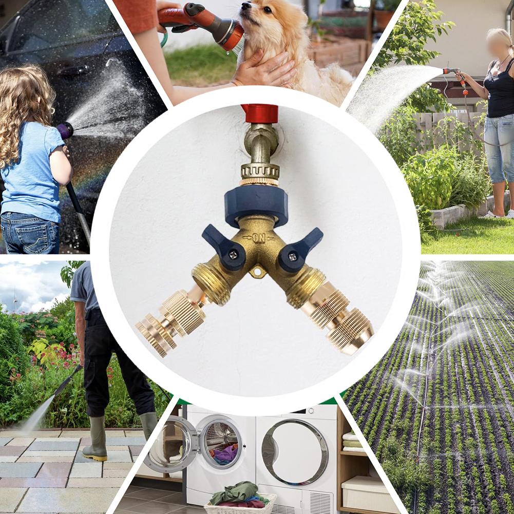 Heavy Duty Hose Fitting For Garden Brass Hose Splitter Efficient Water Use Hassle-Free Watering Independent Water Control