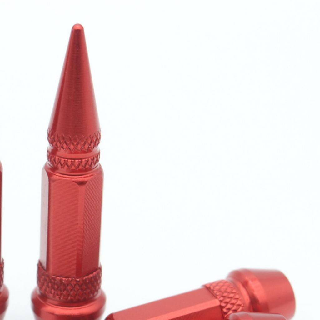 4 Stück 60mm Reifenventilkappen Edelstahl Spitze Rad Reifenventil Schaftabdeckung für Auto Motorräder Fahrräder Rot