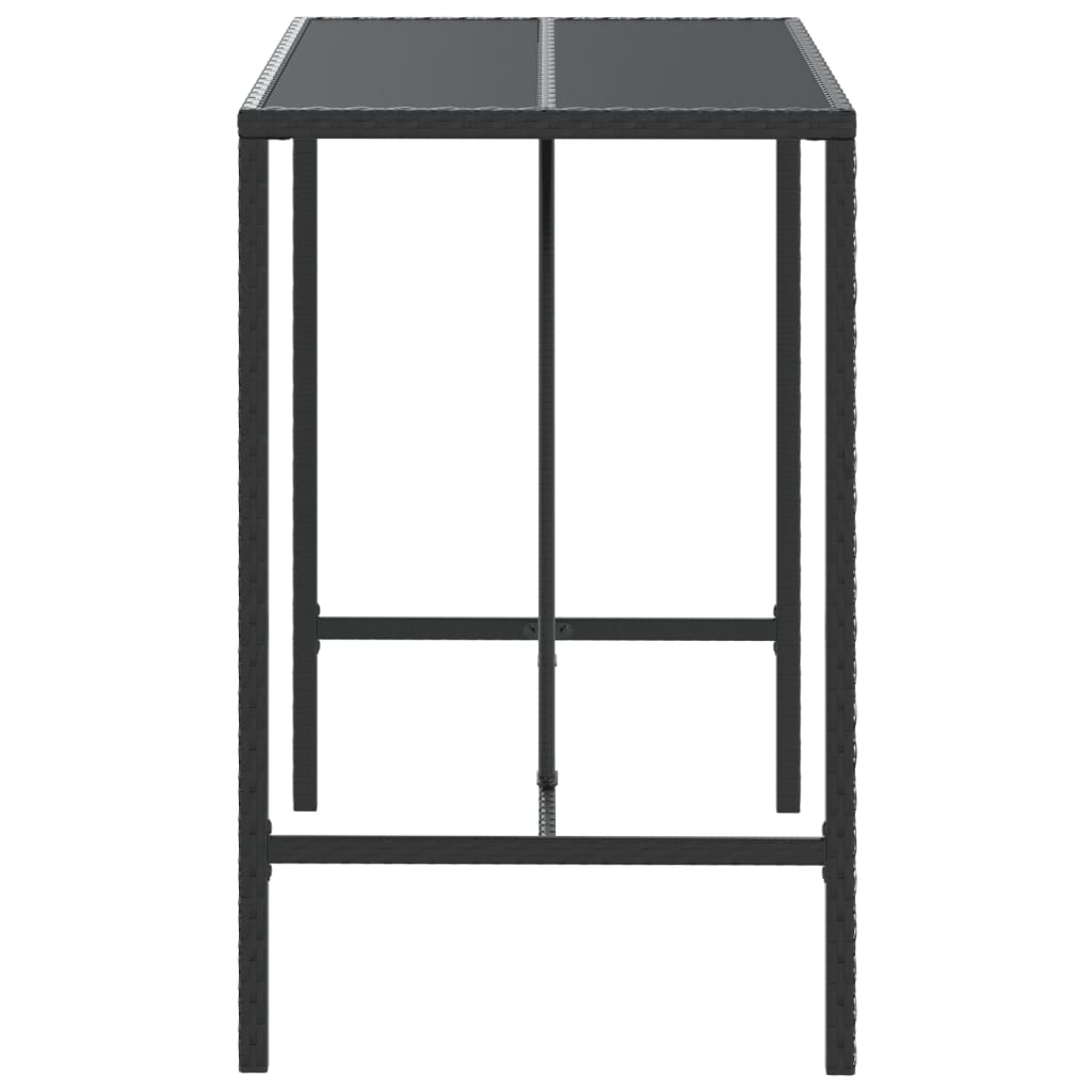 Bar Table with Glass Top Black 110 x 70 x 110 cm Poly Rattan