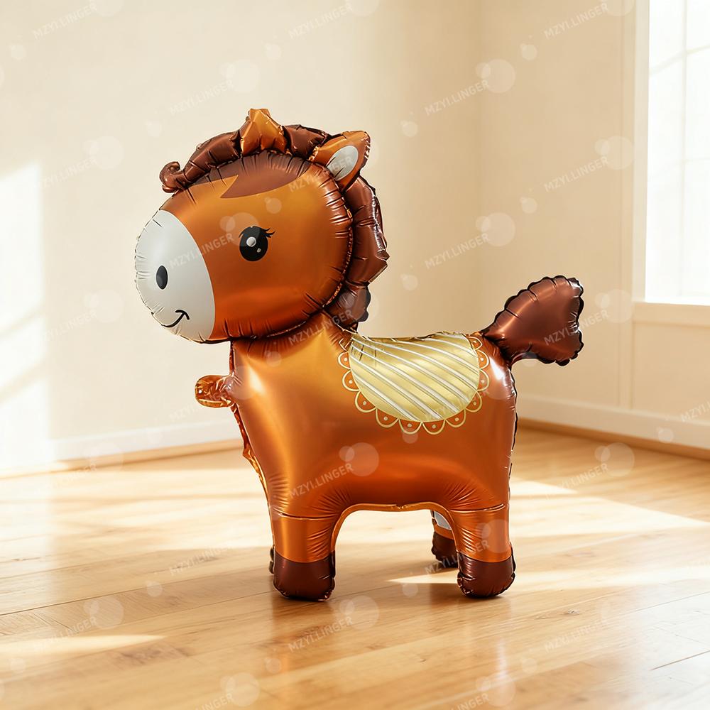 Cartoon Cute Styling Pony Balloon Horse Aluminum Film Balloon for Farm Party Photography Props Birthday Decoration