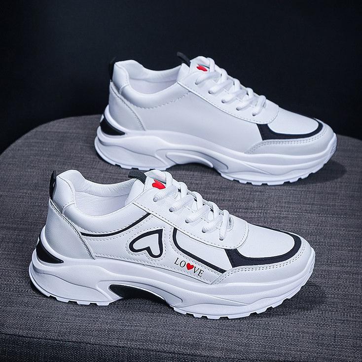 Cheap Women's Shoes Spring Women's Leather Thick Soled Students' White Shoes Sports Casual Shoes