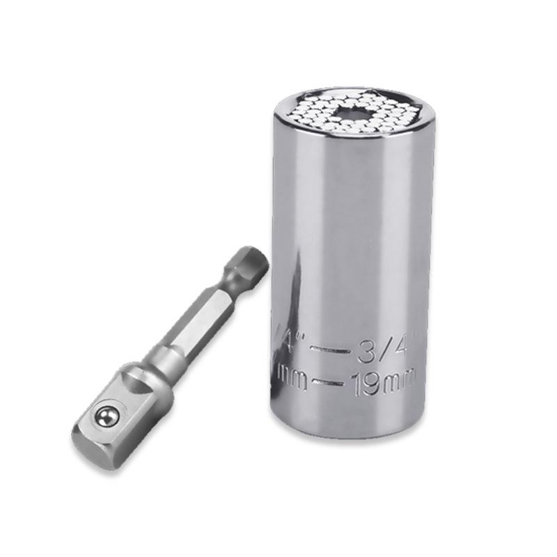 Multi-Function Ratchet Set: 7-19mm Magic Socket, 3-Piece Alloy Steel with 3/8 Extension Rod