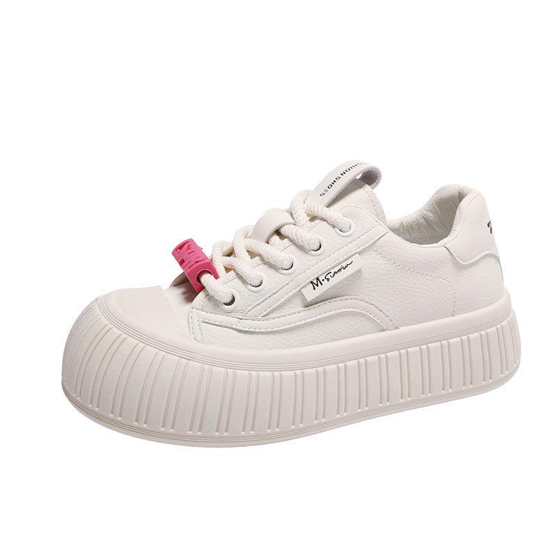 Cute White Shoes for Women New Big Head Bread Shoes All-Match Thick Bottom Increased Sports Casual Borad Shoes for Women