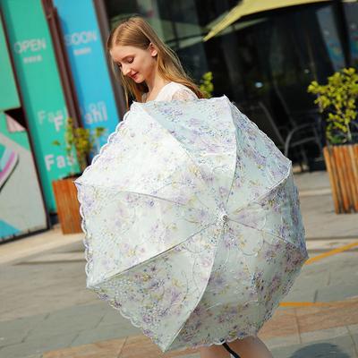 3 Folding Women Lace Rain Umbrella Strong Windproof Anti UV Luxury Paraguas Sun Protection Outdoor Sunny Rainy Parasol Gift