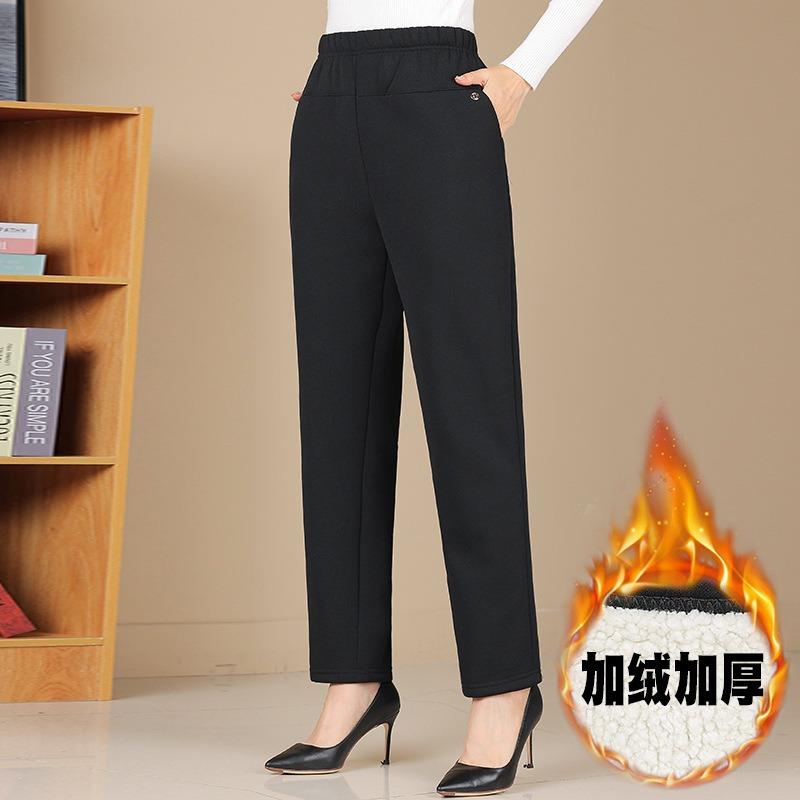 Medium and Elderly Women's Pants Winter Velvet Thickened Cotton Pants Loose Mother Lamb Wool Pants Grandma Thermal Pants Outer Wear